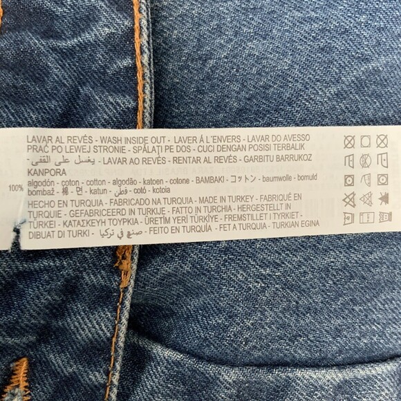 Zara Straight Leg Jeans Blue Full Length Distressed 0 - Picture 9 of 12